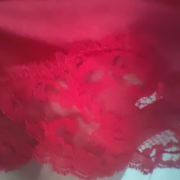 Women's Maidenform Red Nylon Half Slip Lace Lacey Lacy Size Medium Romantic Sexy - Picture 3 of 5